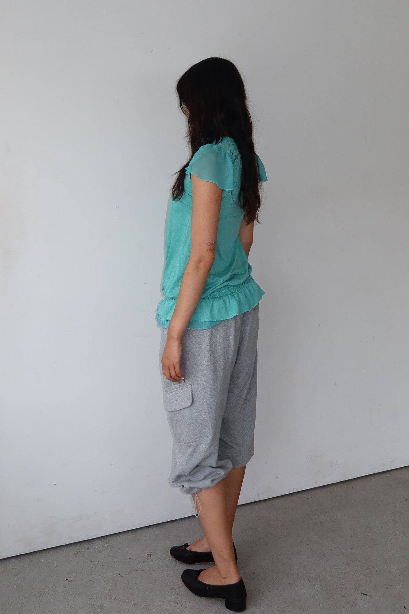 morgan de toi | turquoise ruffle top