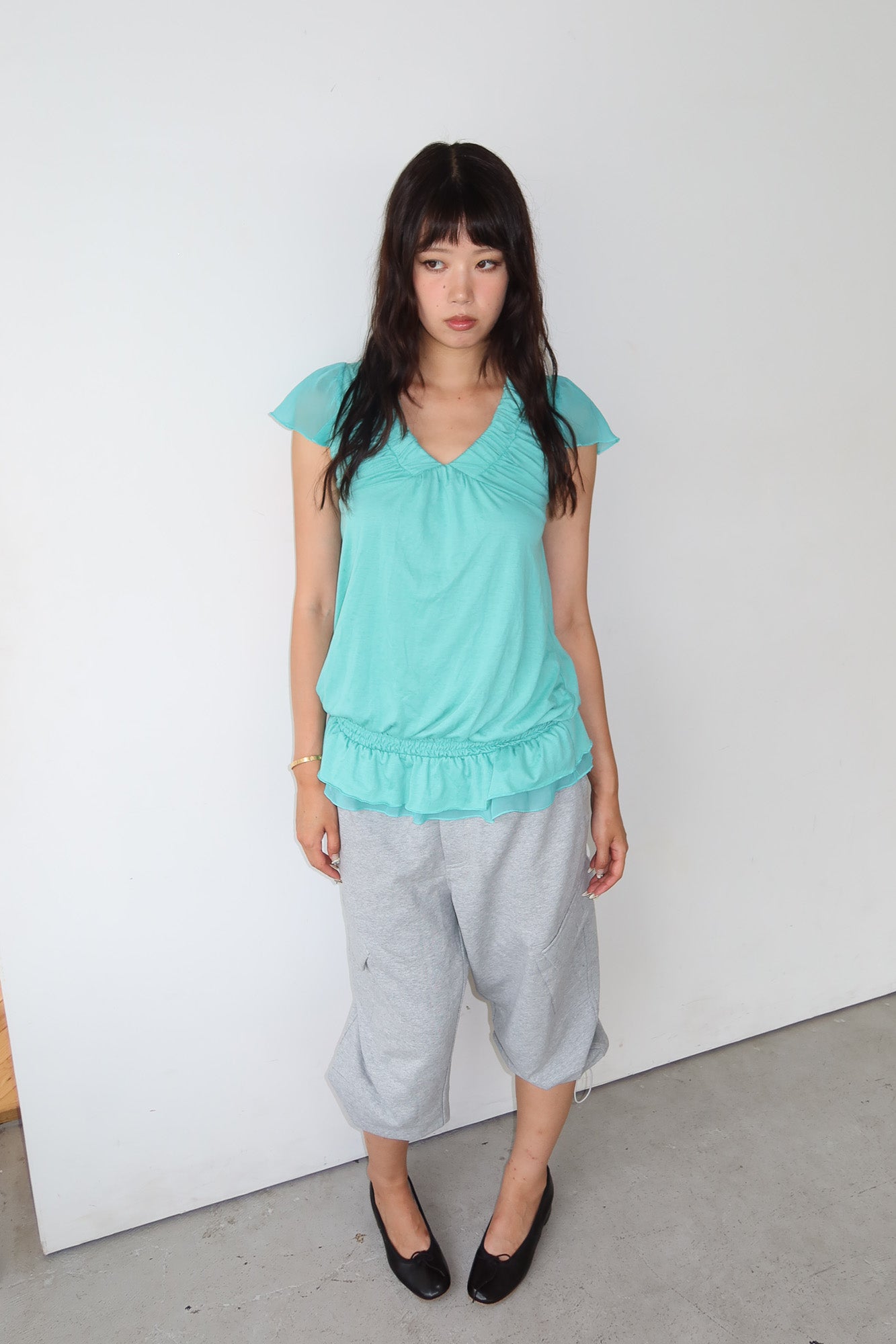 morgan de toi | turquoise ruffle top