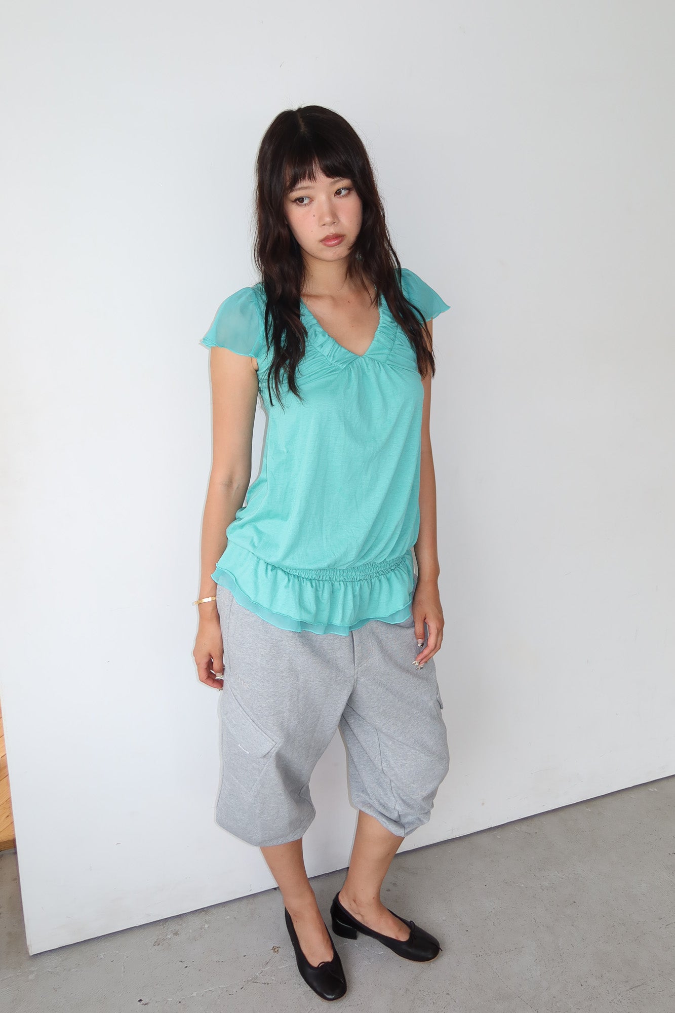 morgan de toi | turquoise ruffle top