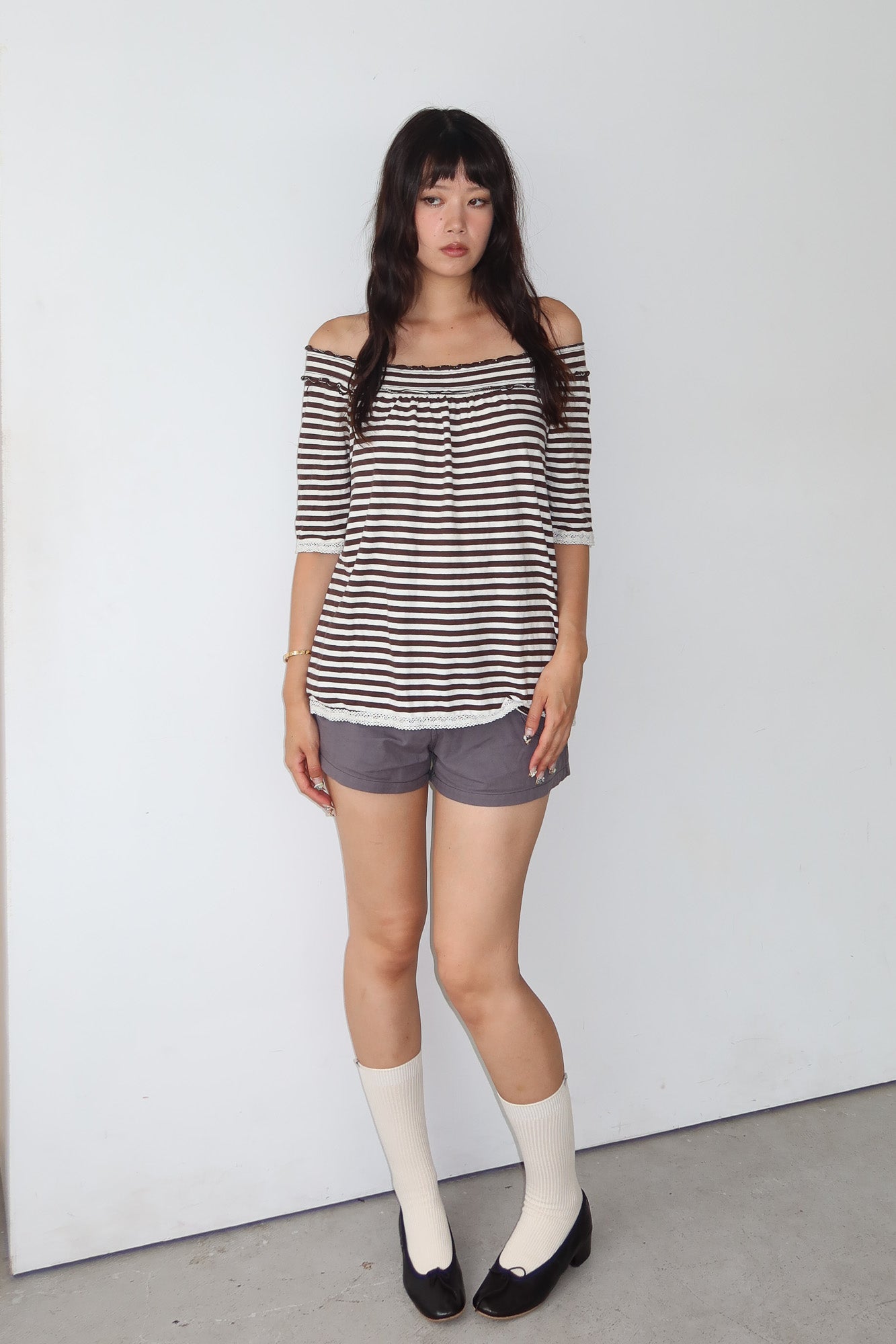 off shoulder stripe top