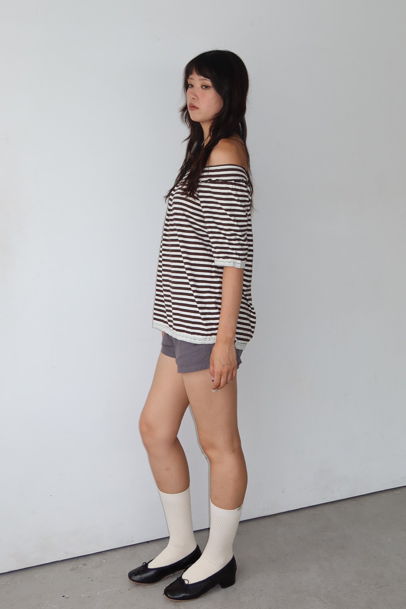 off shoulder stripe top