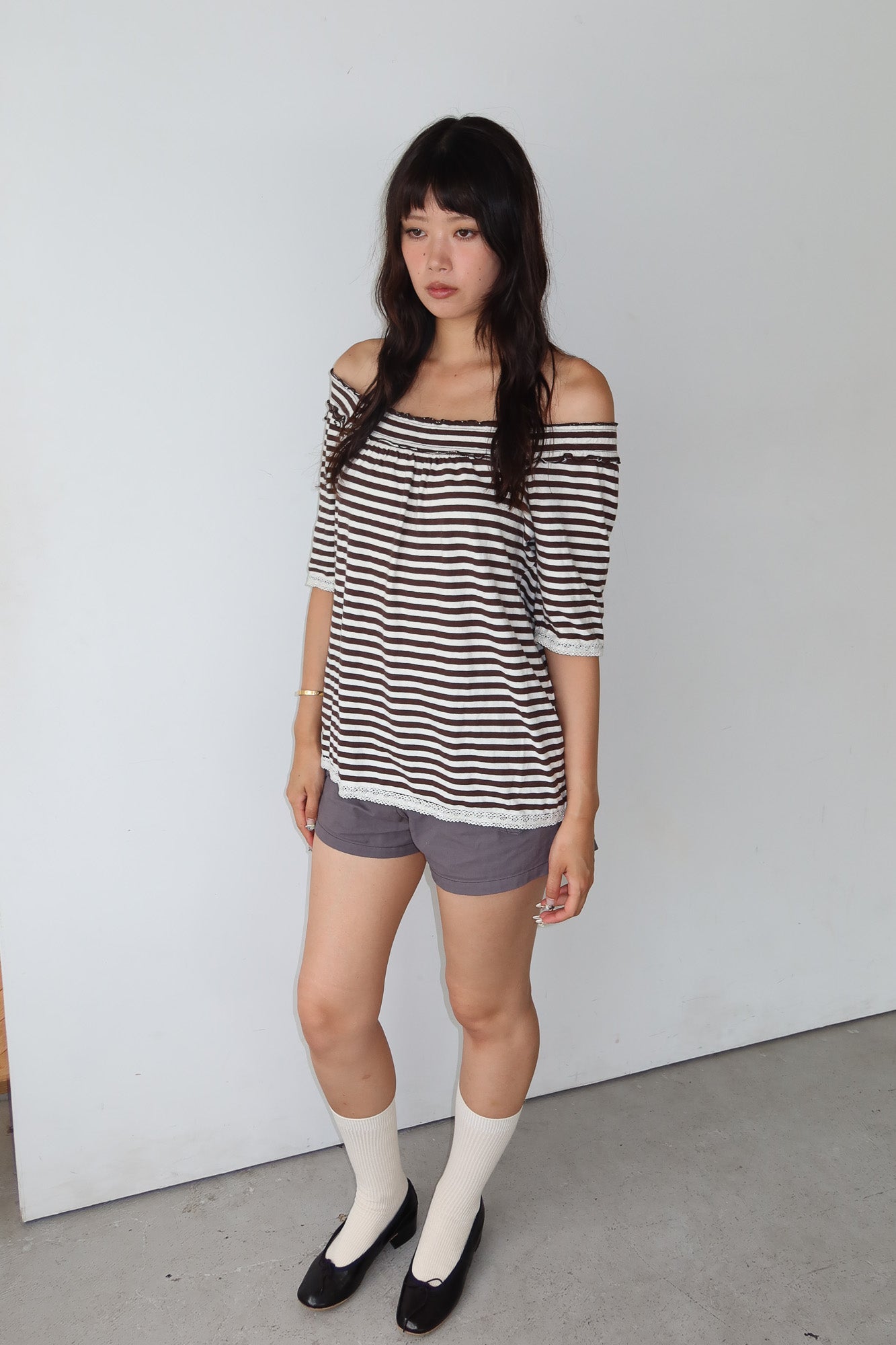 off shoulder stripe top