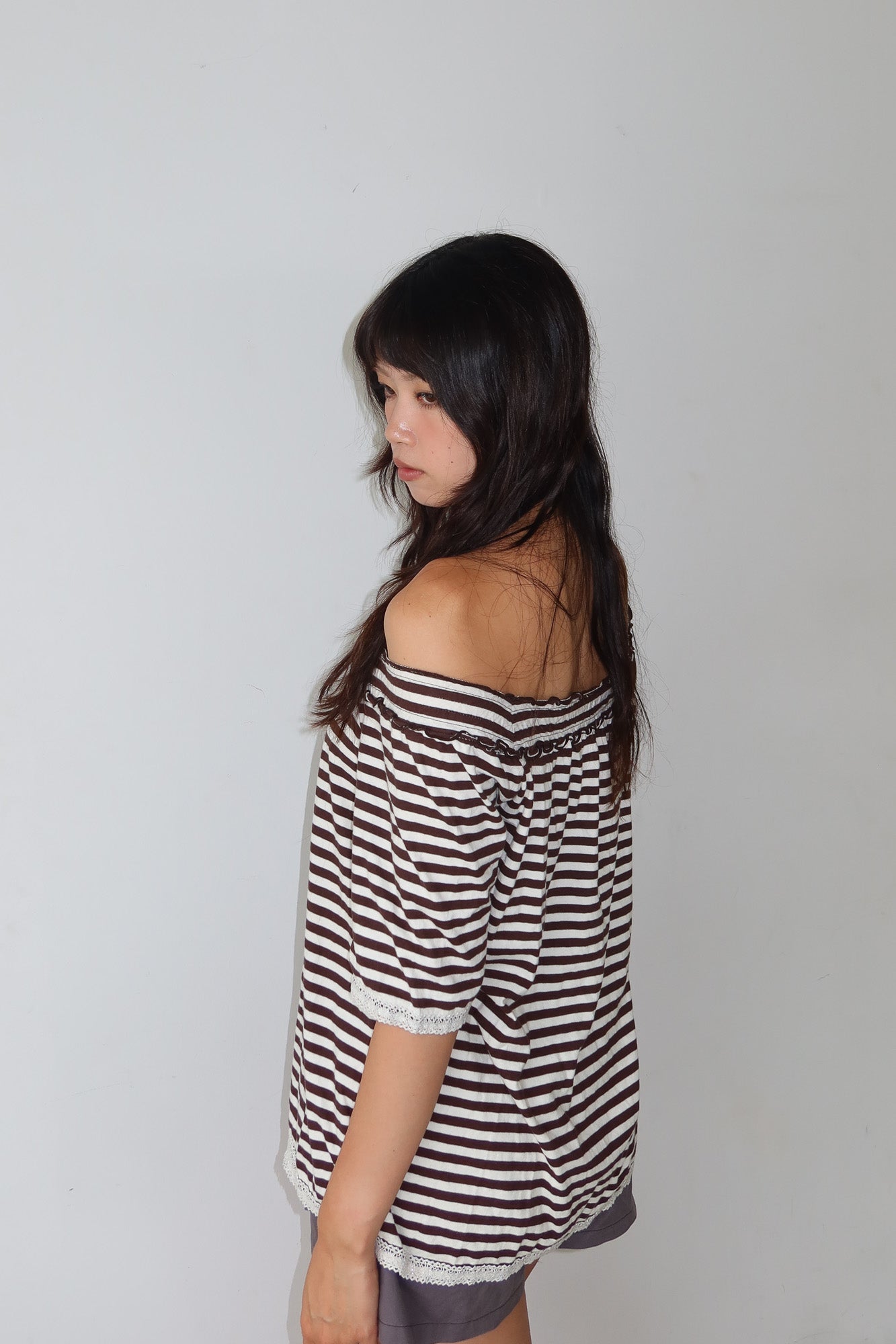 off shoulder stripe top