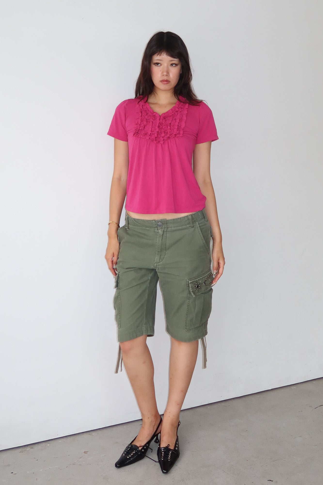 fuchsia ruffle top