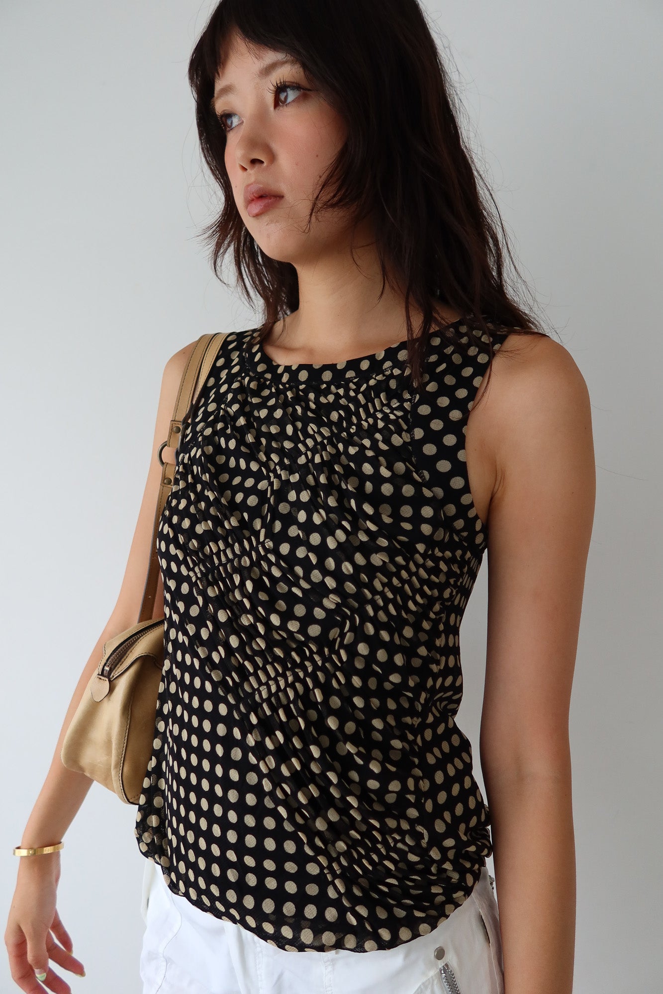 polkadot ruched top