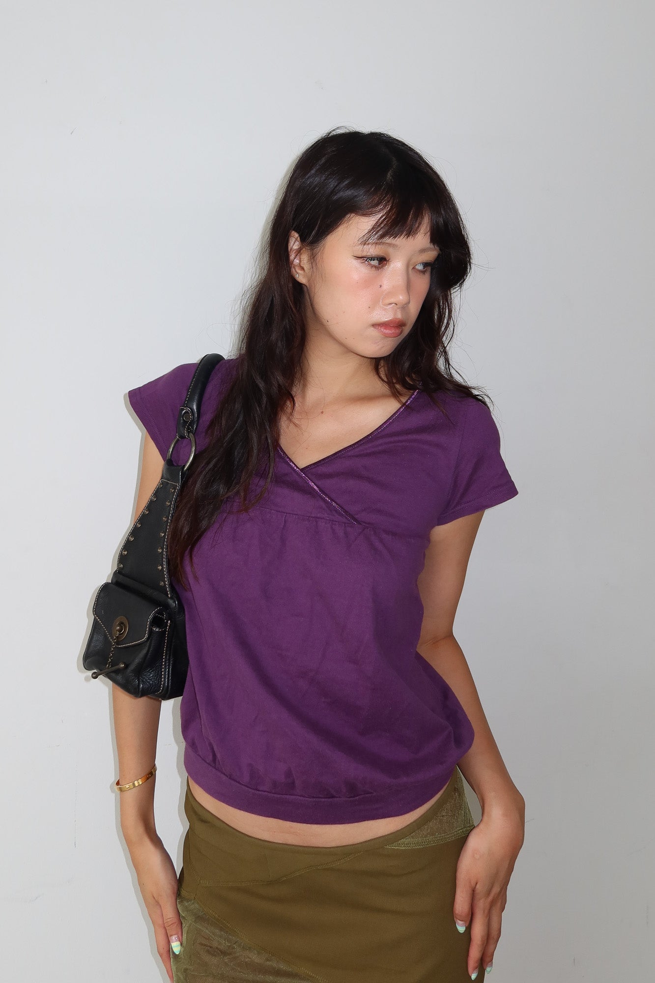 purple wrap top