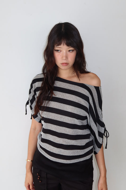 off-shoulder stripe top