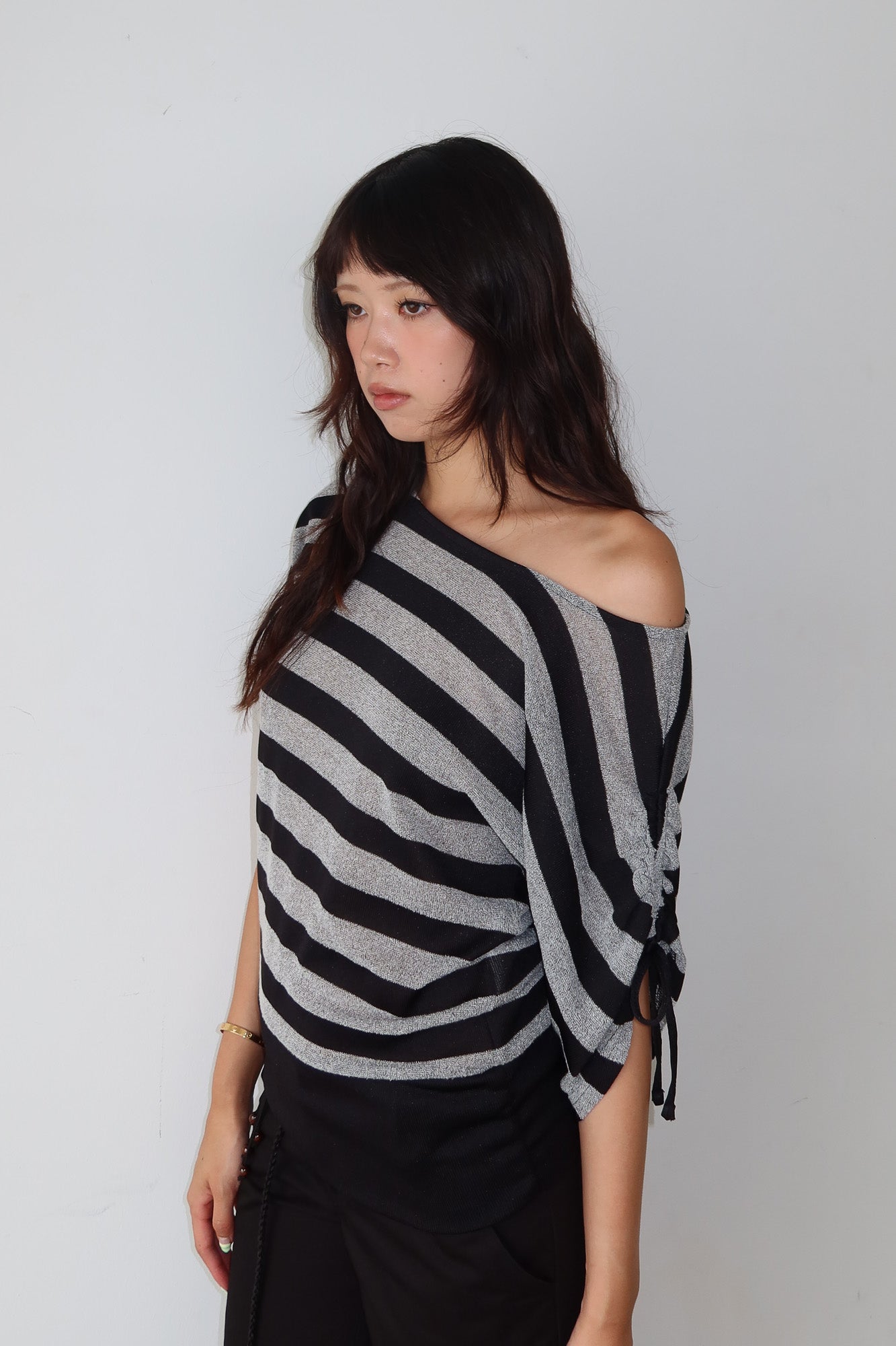 off-shoulder stripe top
