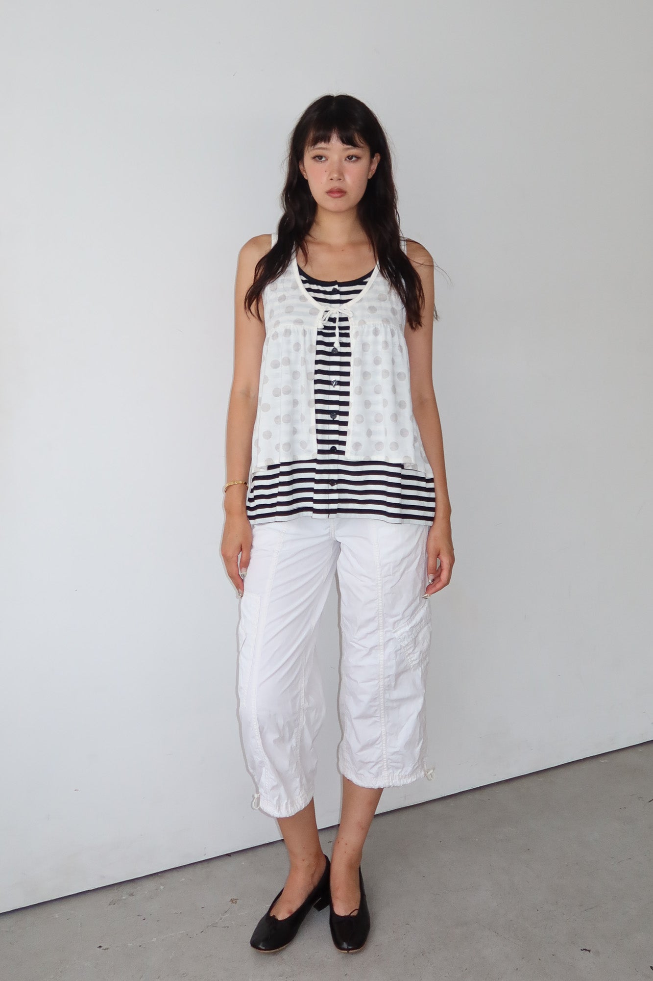 stripe & polkadot layered top