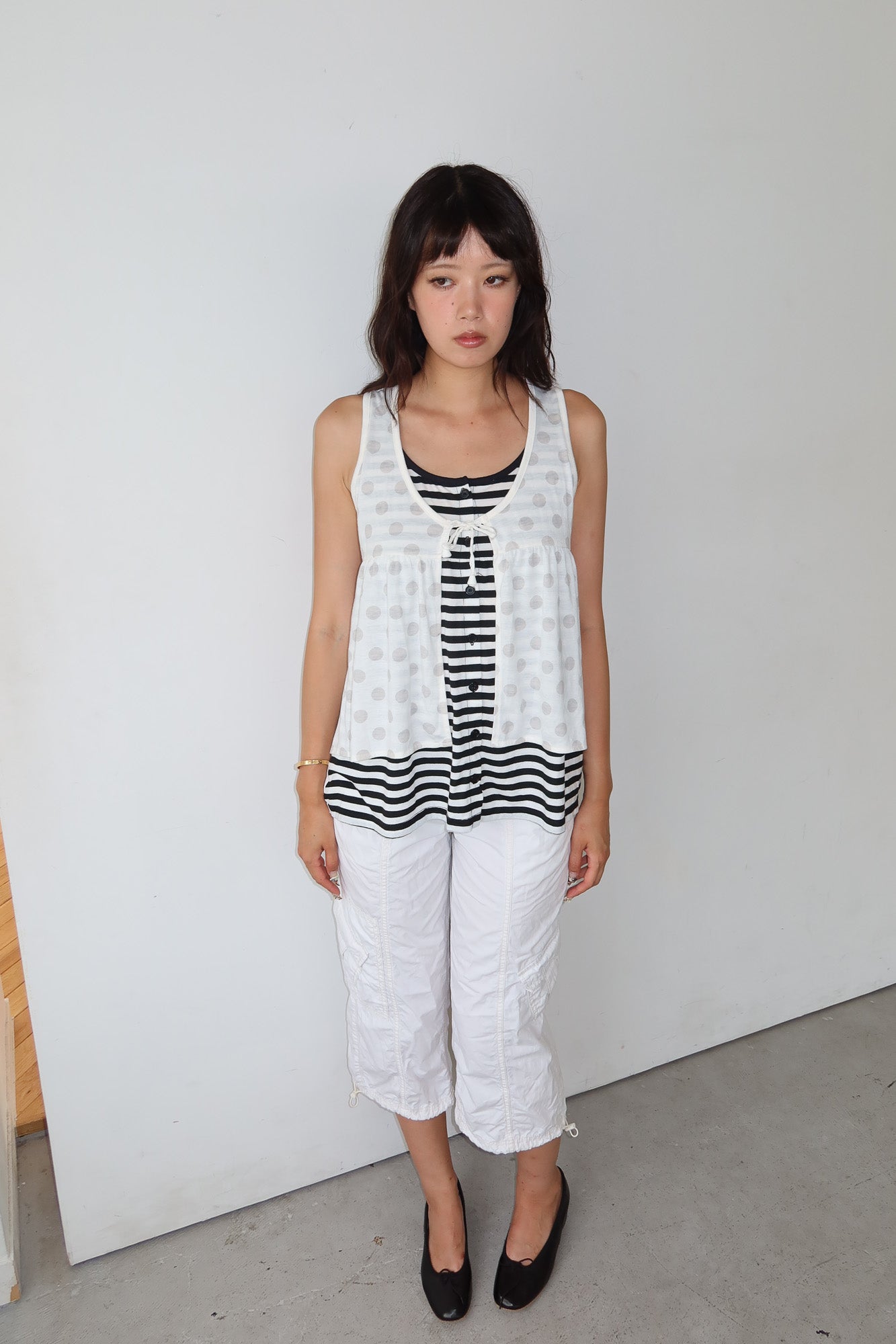 stripe & polkadot layered top