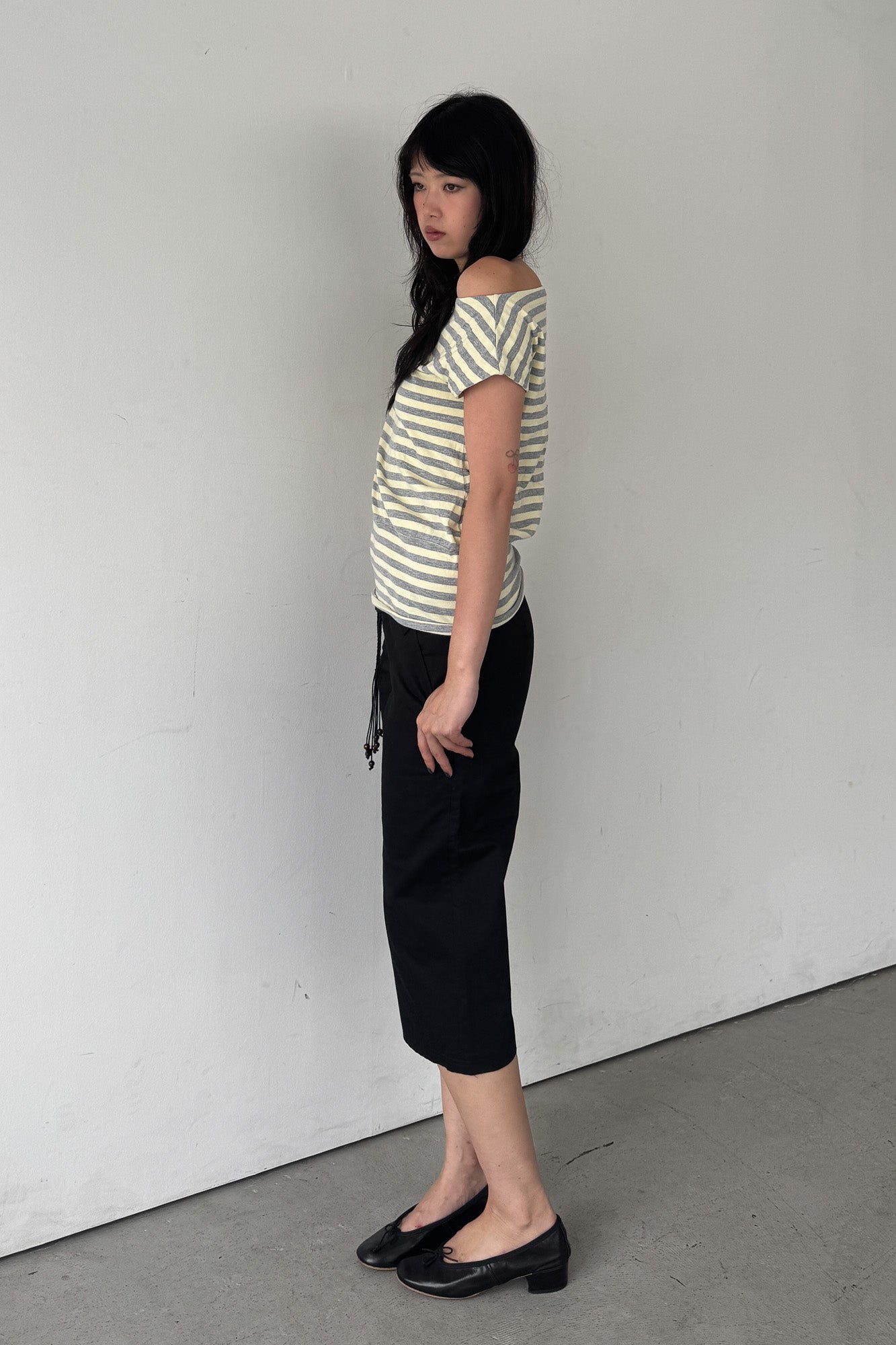 off-shoulder stripe top