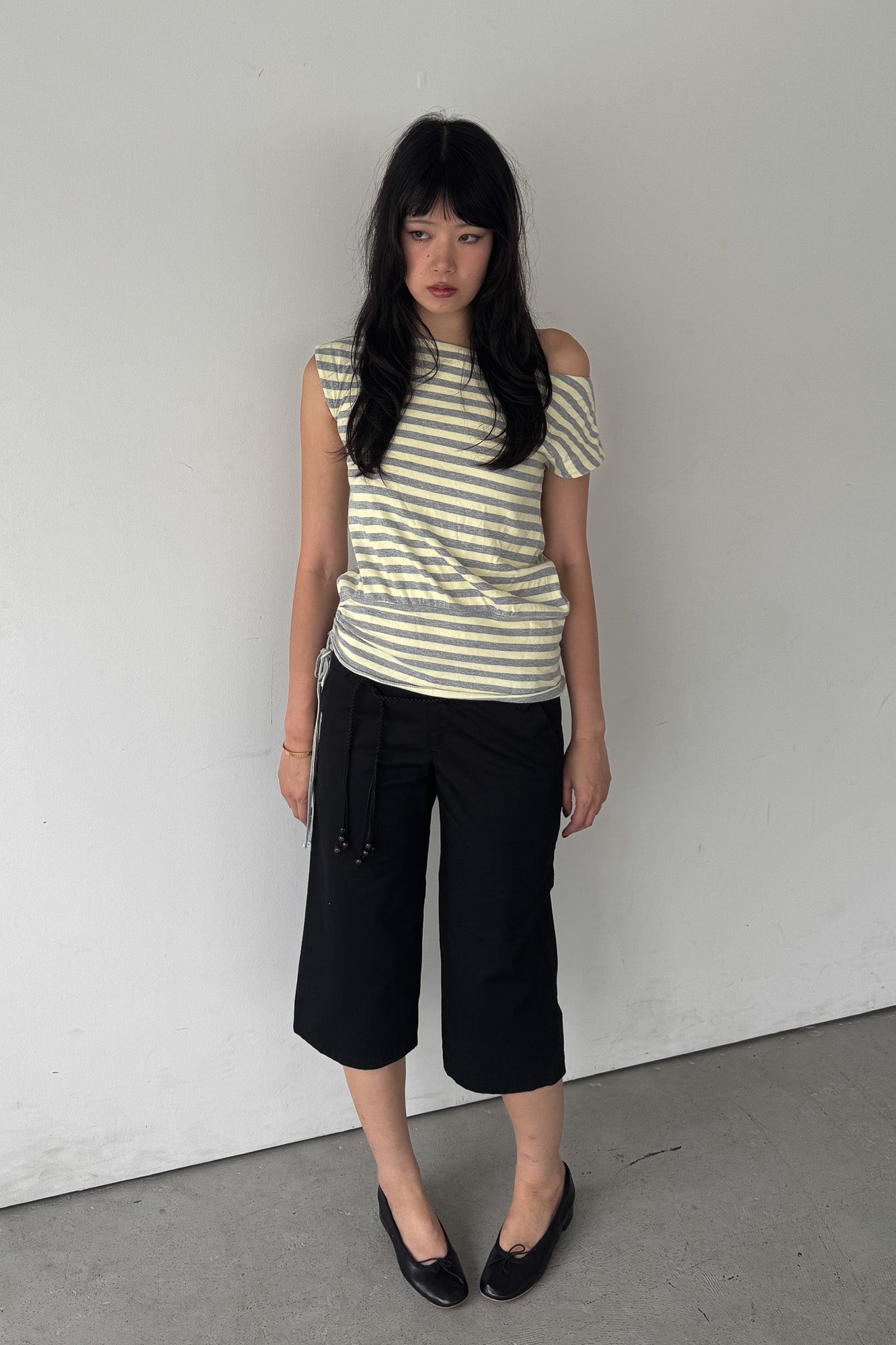 off-shoulder stripe top