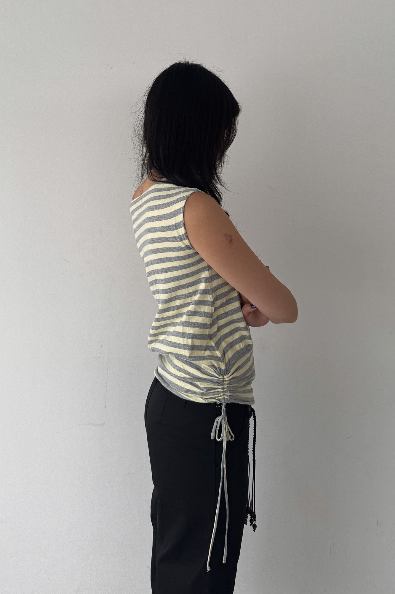 off-shoulder stripe top