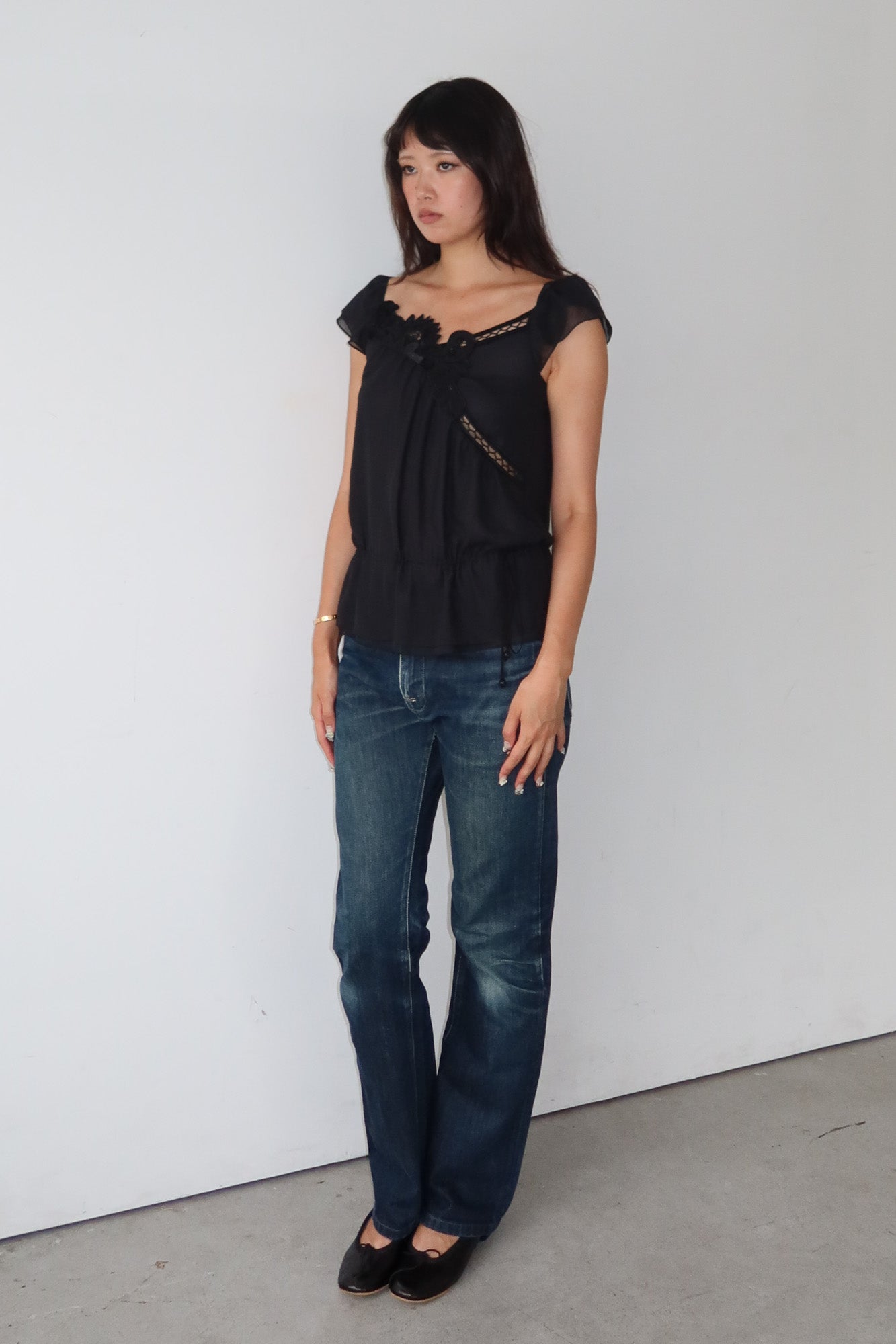 vivienne tam | floral appliqué top