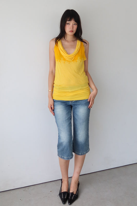 yellow cowl neck top
